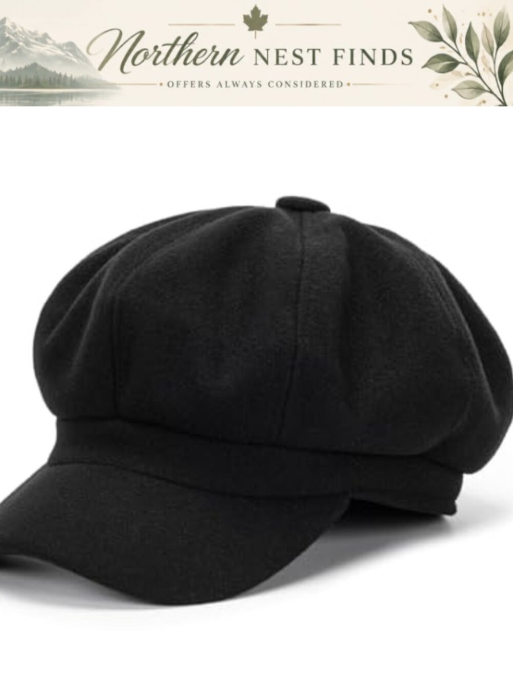 Wool-Blend Newsboy Cap Warm Classic Cabbie Hat Retro Gatsby Style